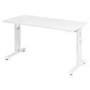 Bureau réglable en hauteur MEGA 614 W de couleur blanche avec plateau rectangulaire de hjh OFFICE PRO