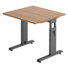 Bureau réglable en hauteur MEGA 8 G en noyer et graphite avec plateau carré de hjh OFFICE PRO