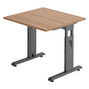 Bureau réglable en hauteur MEGA 8 G en noyer et graphite avec plateau carré de hjh OFFICE PRO