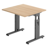 Bureau réglable en hauteur MEGA 8 G en chêne et graphite avec plateau carré de hjh OFFICE PRO