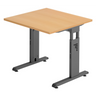 Bureau réglable en hauteur MEGA 8 G en hêtre et graphite avec plateau carré de hjh OFFICE PRO