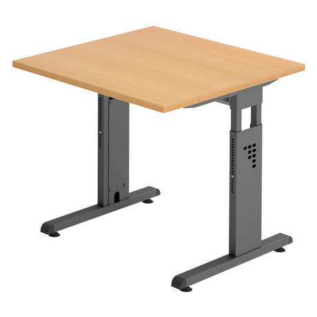 Bureau réglable en hauteur MEGA 8 G en hêtre et graphite avec plateau carré de hjh OFFICE PRO