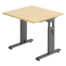 Bureau réglable en hauteur MEGA 8 G avec plateau en bois d'érable et structure gris graphite de hjh OFFICE PRO