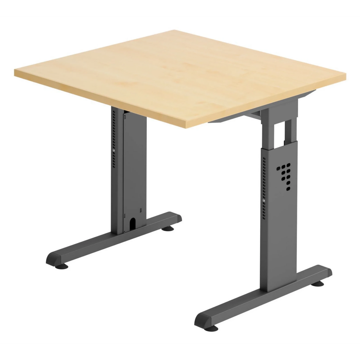 Bureau réglable en hauteur MEGA 8 G avec plateau en bois d'érable et structure gris graphite de hjh OFFICE PRO