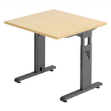 Bureau réglable en hauteur MEGA 8 G avec plateau en bois d'érable et structure gris graphite de hjh OFFICE PRO