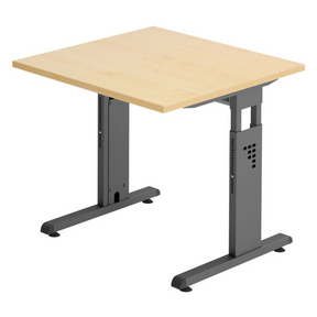 Bureau réglable en hauteur MEGA 8 G avec plateau en bois d'érable et structure gris graphite de hjh OFFICE PRO