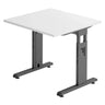 Bureau réglable en hauteur MEGA 8 G avec plateau blanc et piètement graphite de hjh OFFICE PRO