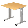 Bureau réglable en hauteur MEGA 8 S en hêtre et argent avec plateau carré de hjh OFFICE PRO