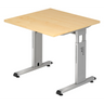 Bureau réglable en hauteur MEGA 8 S en érable et argent avec piètement en T de hjh OFFICE PRO