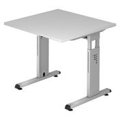 Bureau réglable en hauteur MEGA 8 S en gris et argent avec plateau carré de hjh OFFICE PRO