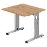 Bureau réglable en hauteur MEGA 8 S en chêne rustique et argent avec plateau carré de hjh OFFICE PRO