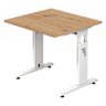 Bureau réglable en hauteur MEGA 8 W en chêne rustique et blanc avec plateau carré de hjh OFFICE PRO