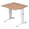 Bureau réglable en hauteur MEGA 8 W avec plateau en noyer et structure blanche de hjh OFFICE PRO