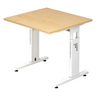 Bureau réglable en hauteur MEGA 8 W en érable et blanc avec plateau carré de hjh OFFICE PRO