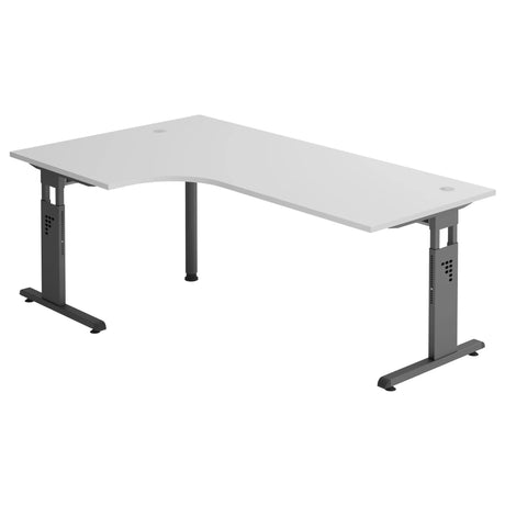 Bureau en L MEGA 82 G gris et graphite avec piètement réglable en hauteur de hjh OFFICE PRO