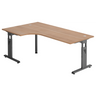 Bureau en L MEGA 82 G aspect noyer avec structure graphite de hjh OFFICE PRO