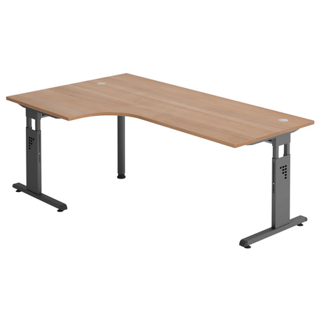 Bureau en L MEGA 82 G aspect noyer avec structure graphite de hjh OFFICE PRO