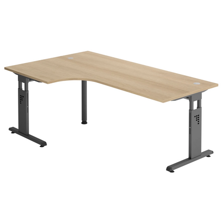 Bureau en L MEGA 82 G en chêne avec structure graphite de hjh OFFICE PRO