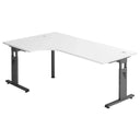 Bureau en L MEGA 82 G avec plateau blanc et structure graphite de hjh OFFICE PRO