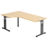 Bureau en L MEGA 82 G aspect érable avec structure noire de hjh OFFICE PRO