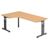 Bureau en L MEGA 82 G en hêtre avec structure couleur graphite de hjh OFFICE PRO