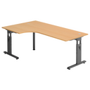 Bureau en L MEGA 82 G en hêtre avec structure couleur graphite de hjh OFFICE PRO