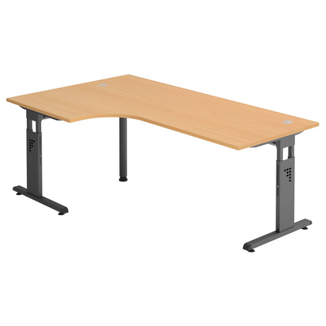 Bureau en L MEGA 82 G en hêtre avec structure couleur graphite de hjh OFFICE PRO