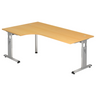Bureau en L MEGA 82 S aspect hêtre avec structure argentée de hjh OFFICE PRO