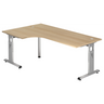 Bureau en L MEGA 82 S aspect chêne avec pieds argentés de hjh OFFICE PRO