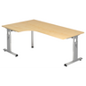 Bureau en L MEGA 82 S aspect érable avec structure argentée de hjh OFFICE PRO