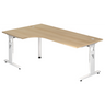 Bureau en L MEGA 82 W avec plateau couleur chêne et structure blanche de hjh OFFICE PRO