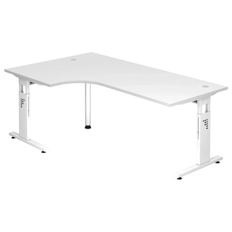 Bureau en L MEGA 82 W en blanc avec châssis réglable en hauteur de hjh OFFICE PRO