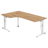 Bureau en L MEGA 82 W en chêne rustique avec piètement blanc de hjh OFFICE PRO