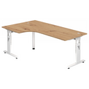 Bureau en L MEGA 82 W en chêne rustique avec piètement blanc de hjh OFFICE PRO