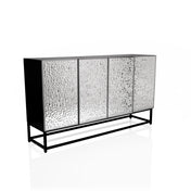 Commode METALLIO en noir et argent avec des façades structurées sur un piètement noir de hjh LIVING