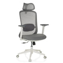 Siège de bureau de qualité professionnelle MIKEO G en gris avec dossier en maille et piètement blanc de hjh OFFICE