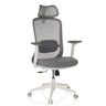 Siège de bureau de qualité professionnelle MIKEO G en gris avec dossier en maille et piètement blanc de hjh OFFICE