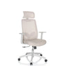 Siège de bureau à domicile MIKEO W en tissu beige avec appuie-tête et accoudoirs blancs de hjh OFFICE