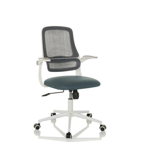 Siège de bureau à domicile MIKO W ECO avec dossier en maille grise et structure blanche de hjh OFFICE