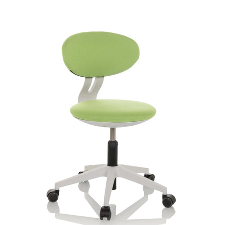 Chaise pivotante pour des enfants MINIMOVO verte avec piètement blanc et roulettes de hjh OFFICE