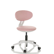 Chaise pivotante pour des enfants MINIMOVO rose avec piètement blanc et roulettes de hjh OFFICE