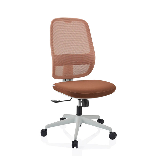 Siège de bureau de qualité professionnelle Minoro W en marron et blanc avec dossier en maille et base à roulettes de hjh OFFICE