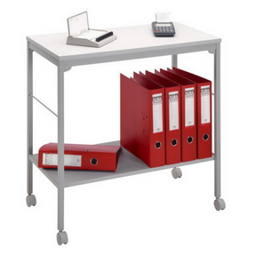 Table polyvalente grise MOBIL 1679 avec une tablette de rangement et quatre roulettes de hjh OFFICE PRO