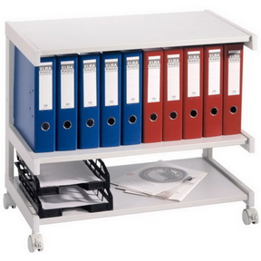 Chariot de bureau gris MOBIL 18B3 avec deux surfaces de rangement et quatre roulettes de hjh OFFICE PRO