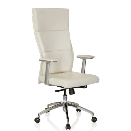 Siège de direction de luxe MONZA 20 avec revêtement blanc crème et pied en étoile chromé de hjh OFFICE