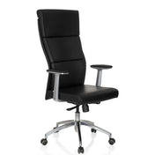 Siège de direction de luxe MONZA 20 avec revêtement noir, accoudoirs et pied en étoile à cinq branches de hjh OFFICE