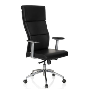 Siège de direction de luxe MONZA 20 avec revêtement noir, accoudoirs et pied en étoile à cinq branches de hjh OFFICE