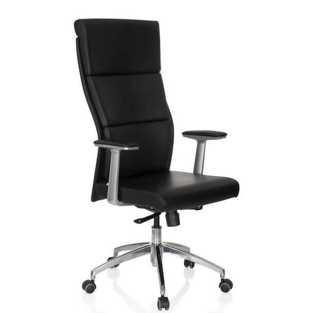 Siège de direction de luxe MONZA 20 avec revêtement noir, accoudoirs et pied en étoile à cinq branches de hjh OFFICE