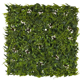 Tapis végétal vert MORE GREEN I avec des feuilles de fougère denses et de petites fleurs blanches de hjh OFFICE