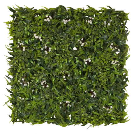 Tapis végétal vert MORE GREEN I avec des feuilles de fougère denses et de petites fleurs blanches de hjh OFFICE